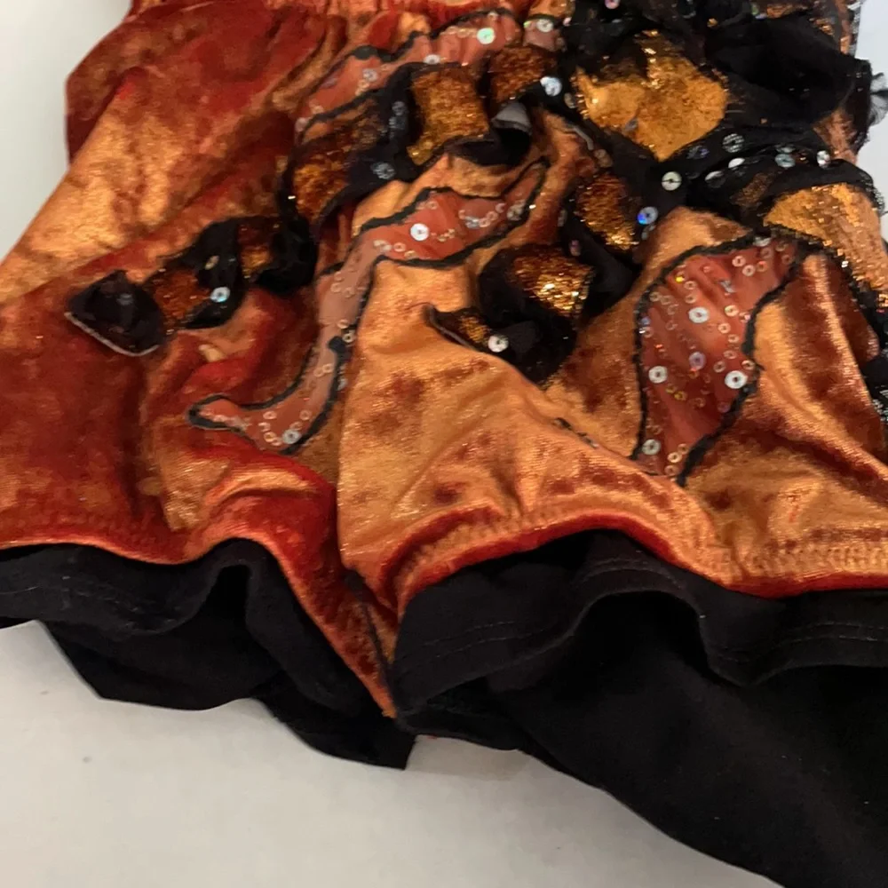 Custom dance costume velour sequins bronze sz L